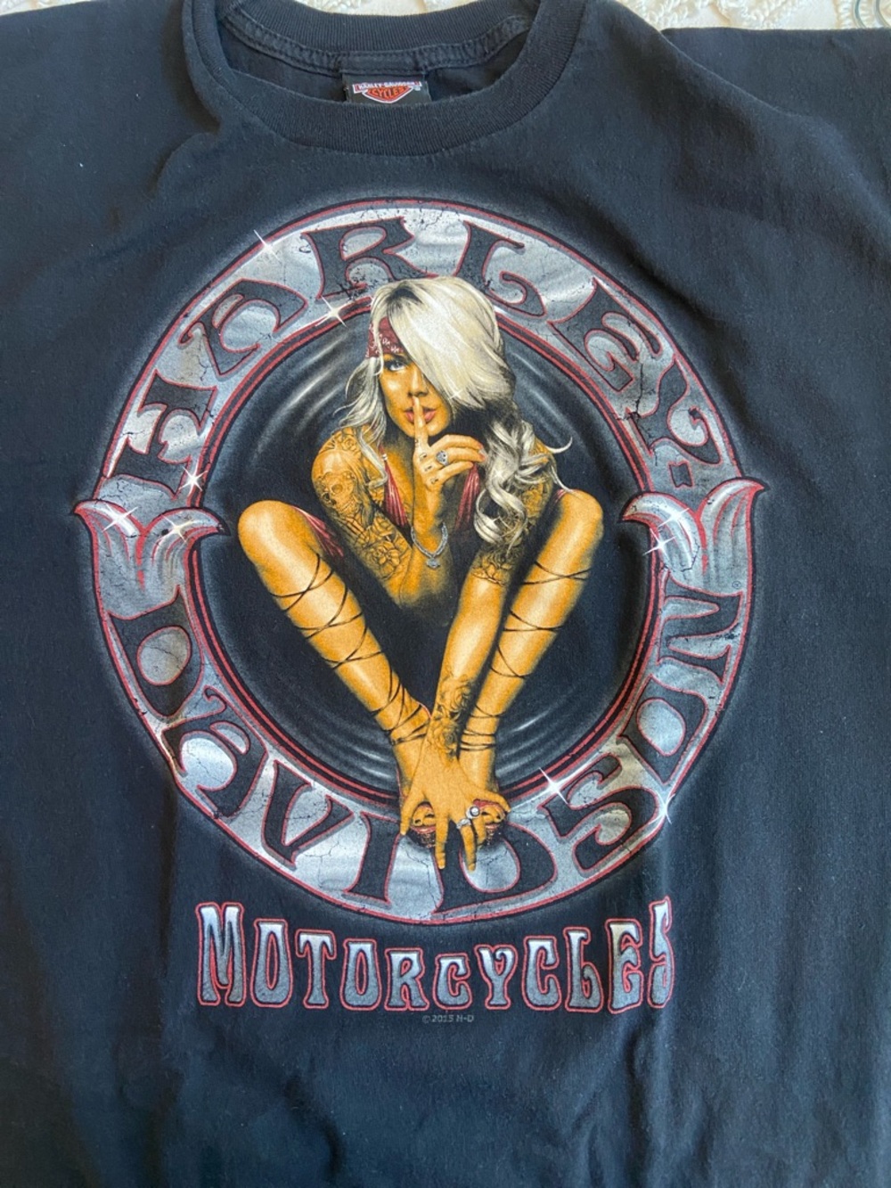Harley-Davidson Black T‑Shirt with Yellow & Silver Graphic